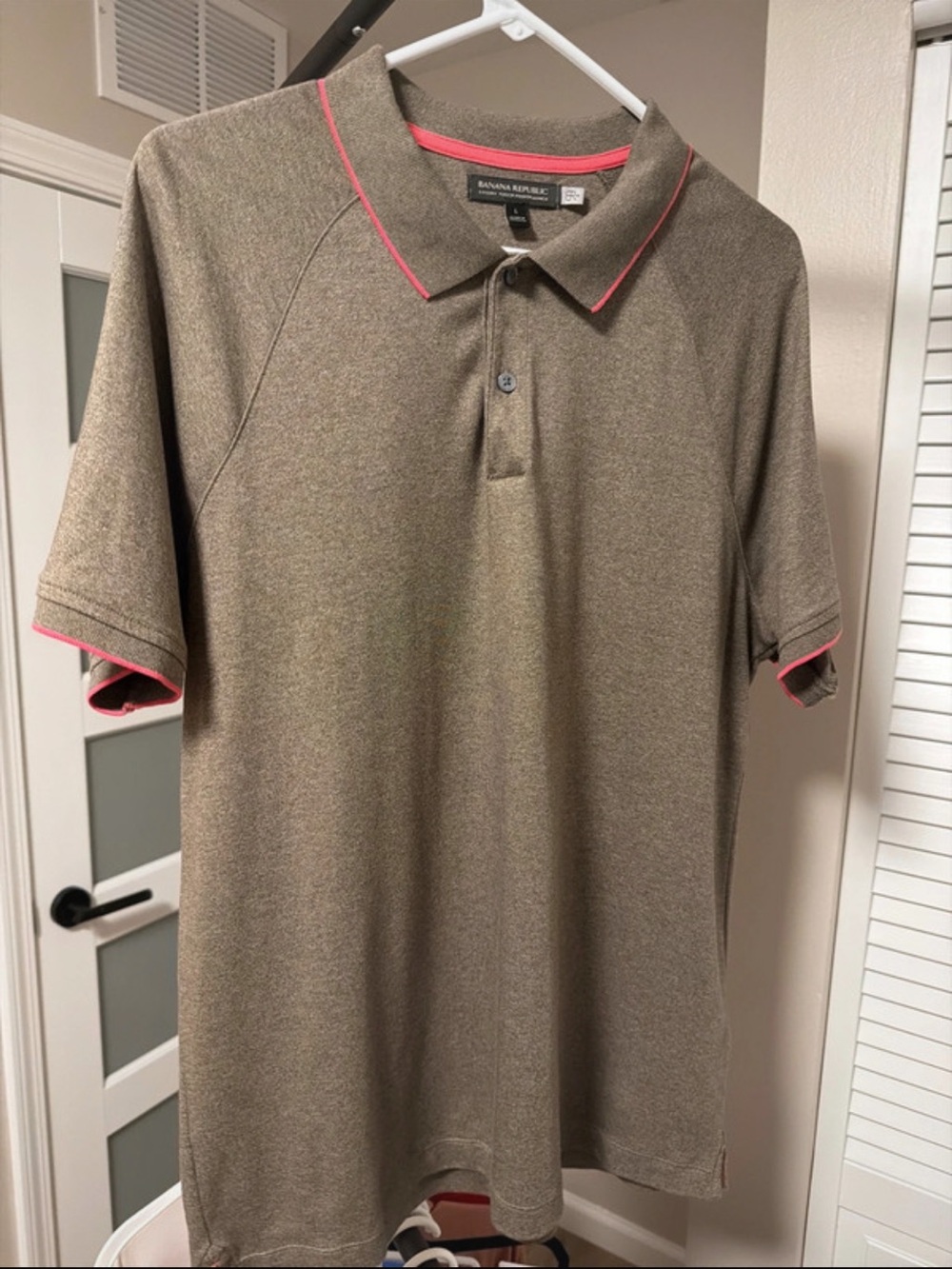 Banana Republic Tan Polo with Pink Trim